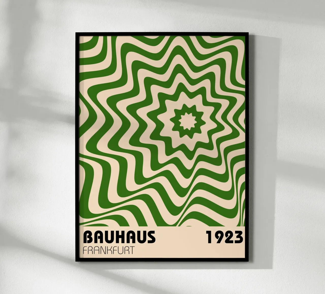 Bauhaus Wave Art - Poster retrò a stelle e strisce poster con telaio in legno da Casa Calm