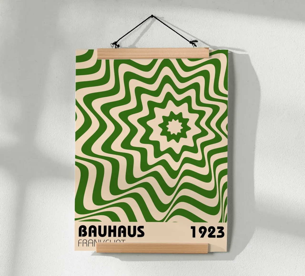 Bauhaus Wave Art - Poster retrò a stelle e strisce poster con telaio in legno da Casa Calm