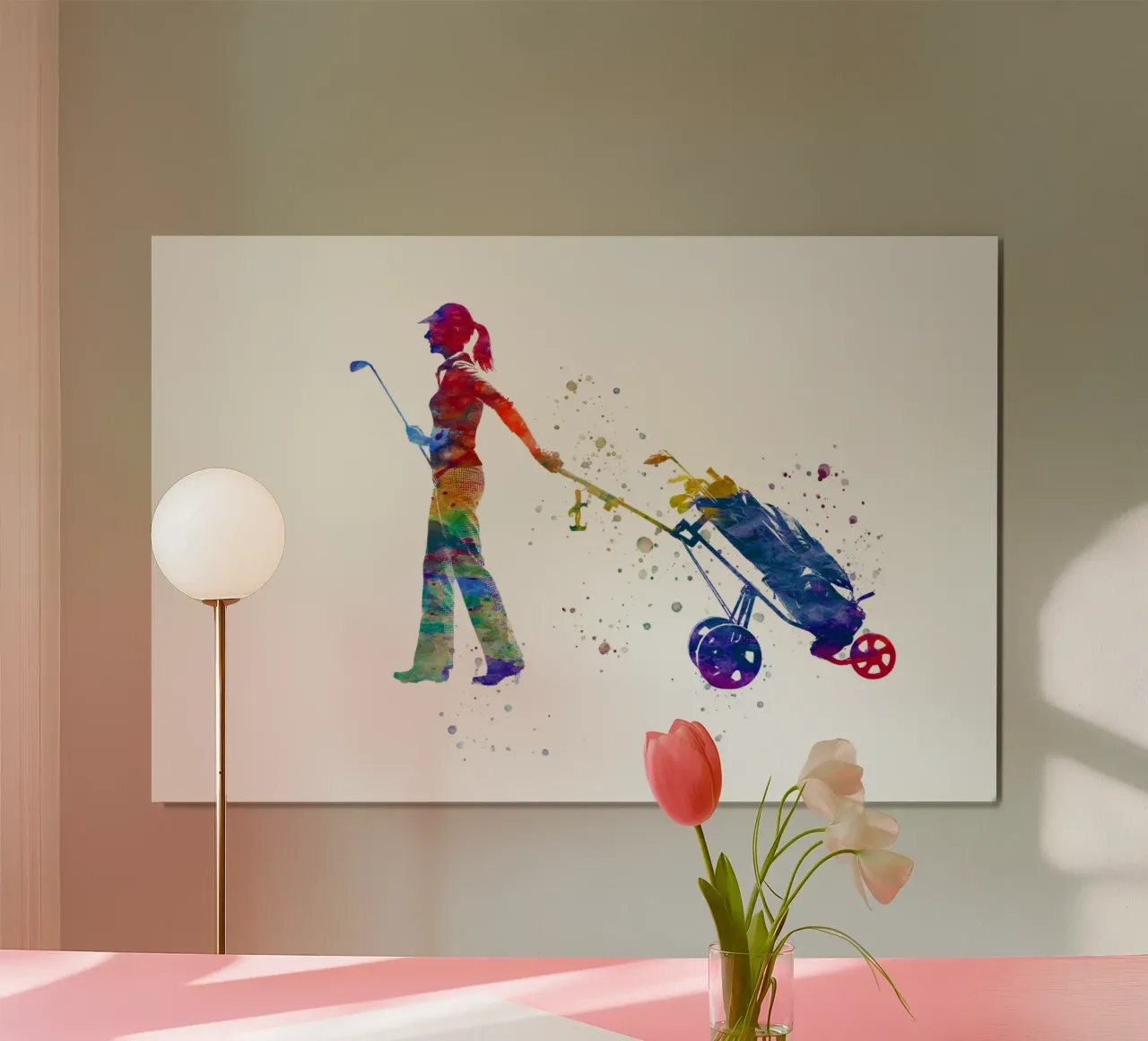 Giocatore di golf in acquerello poster con telaio in alluminio da ⚽ Sports Pulse