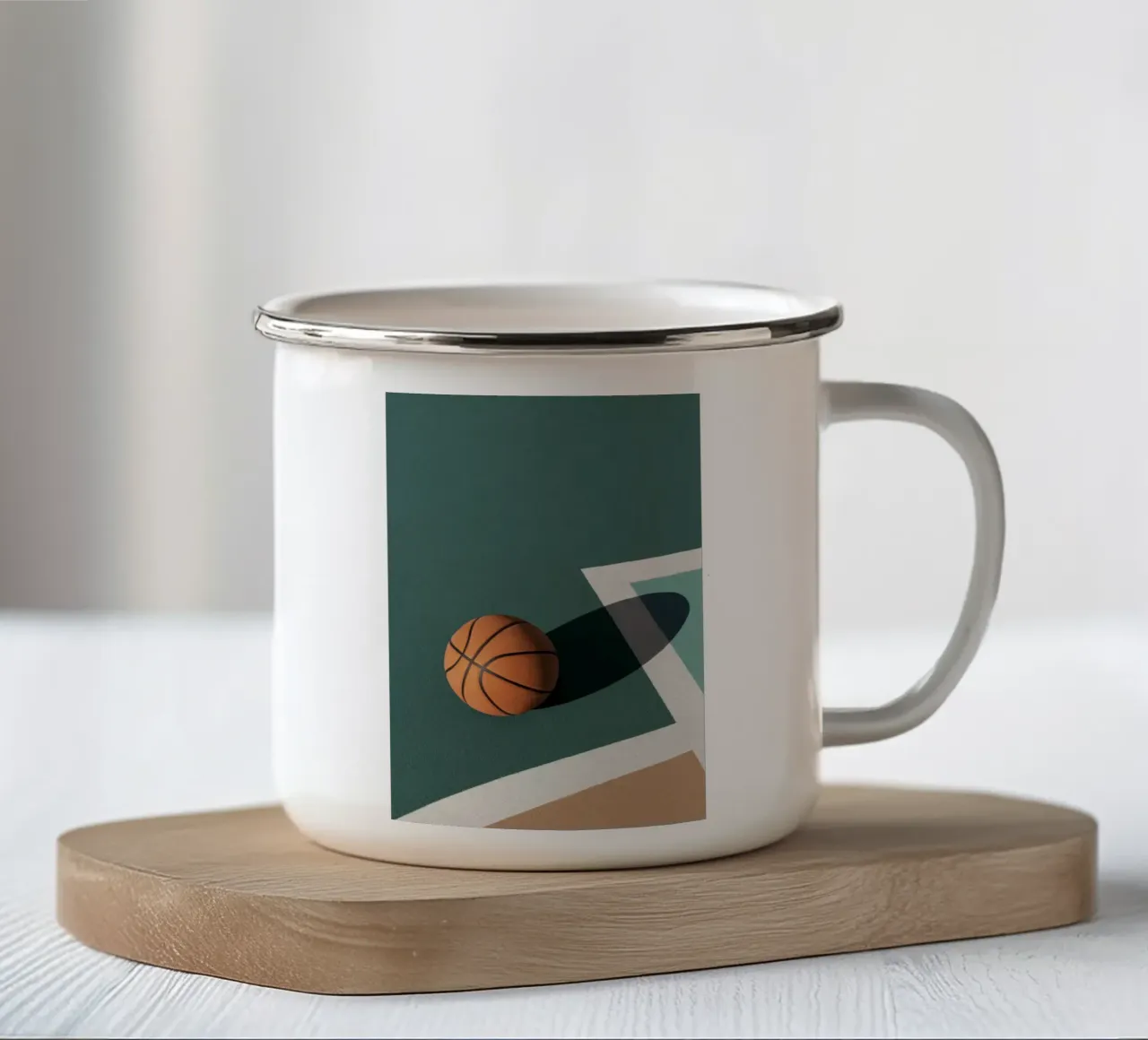 linea d'ombra del campo da basket tazza in smalto da Amber Hughes