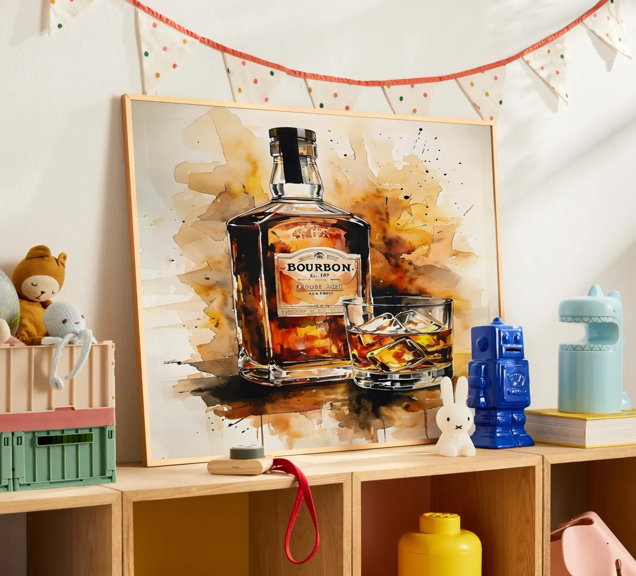 Bevanda al bourbon dipinto ad acquerello poster con telaio in alluminio da 🎁 ARTVI-SHOP