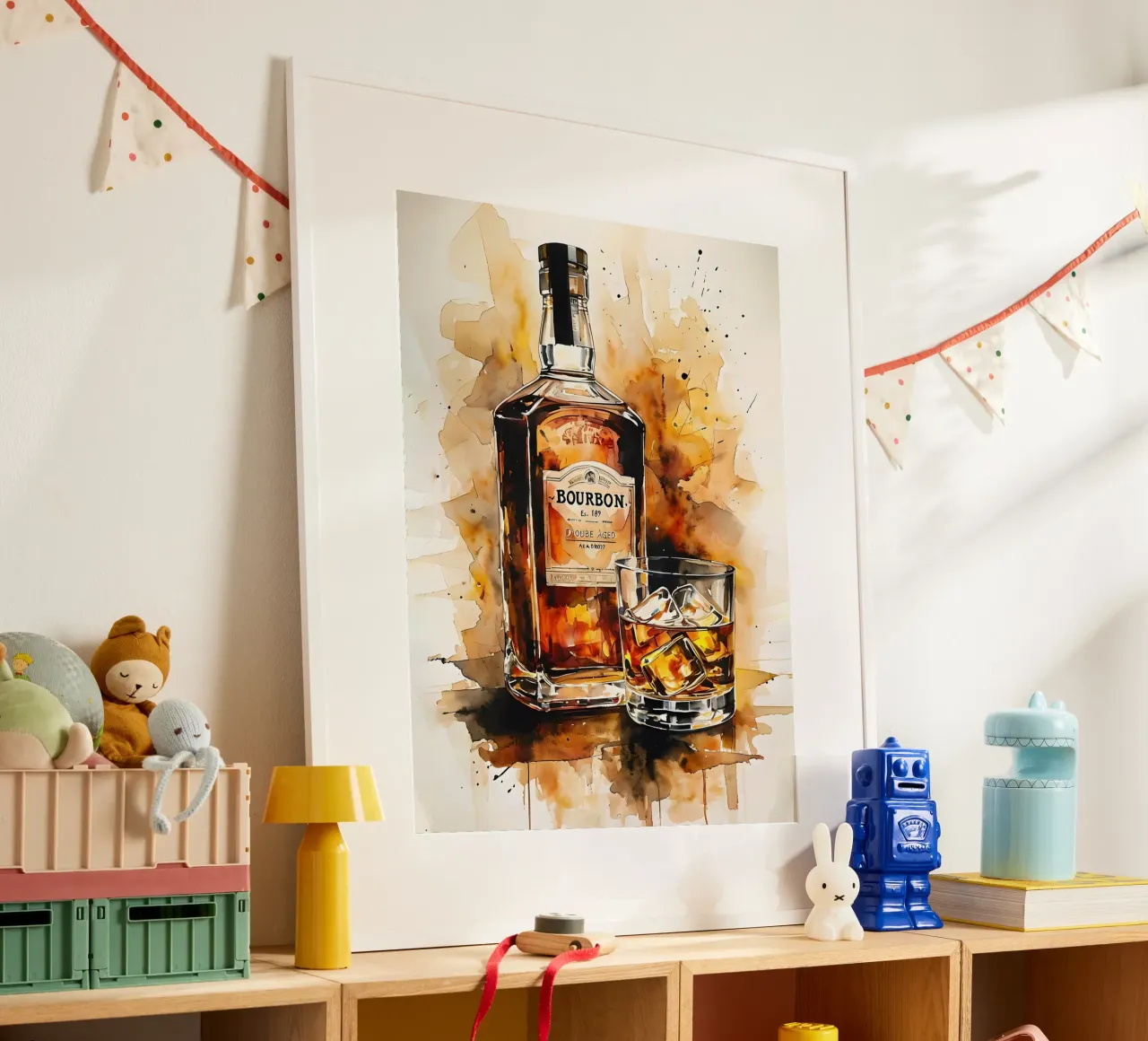 Bevanda al bourbon dipinto ad acquerello poster con telaio in alluminio da 🎁 ARTVI-SHOP