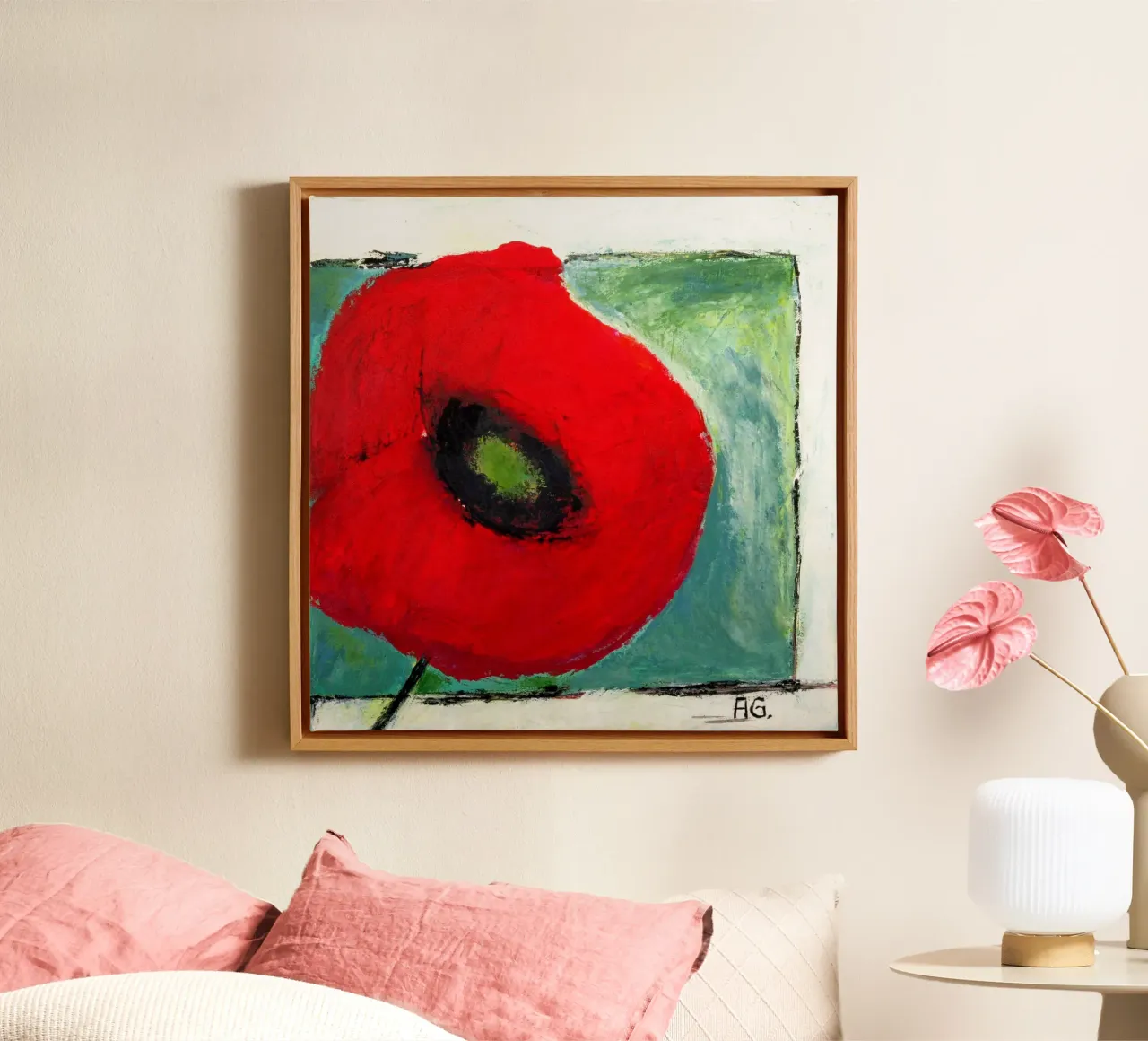 Mohn II canvas met Baklijst van Anita Gewald
