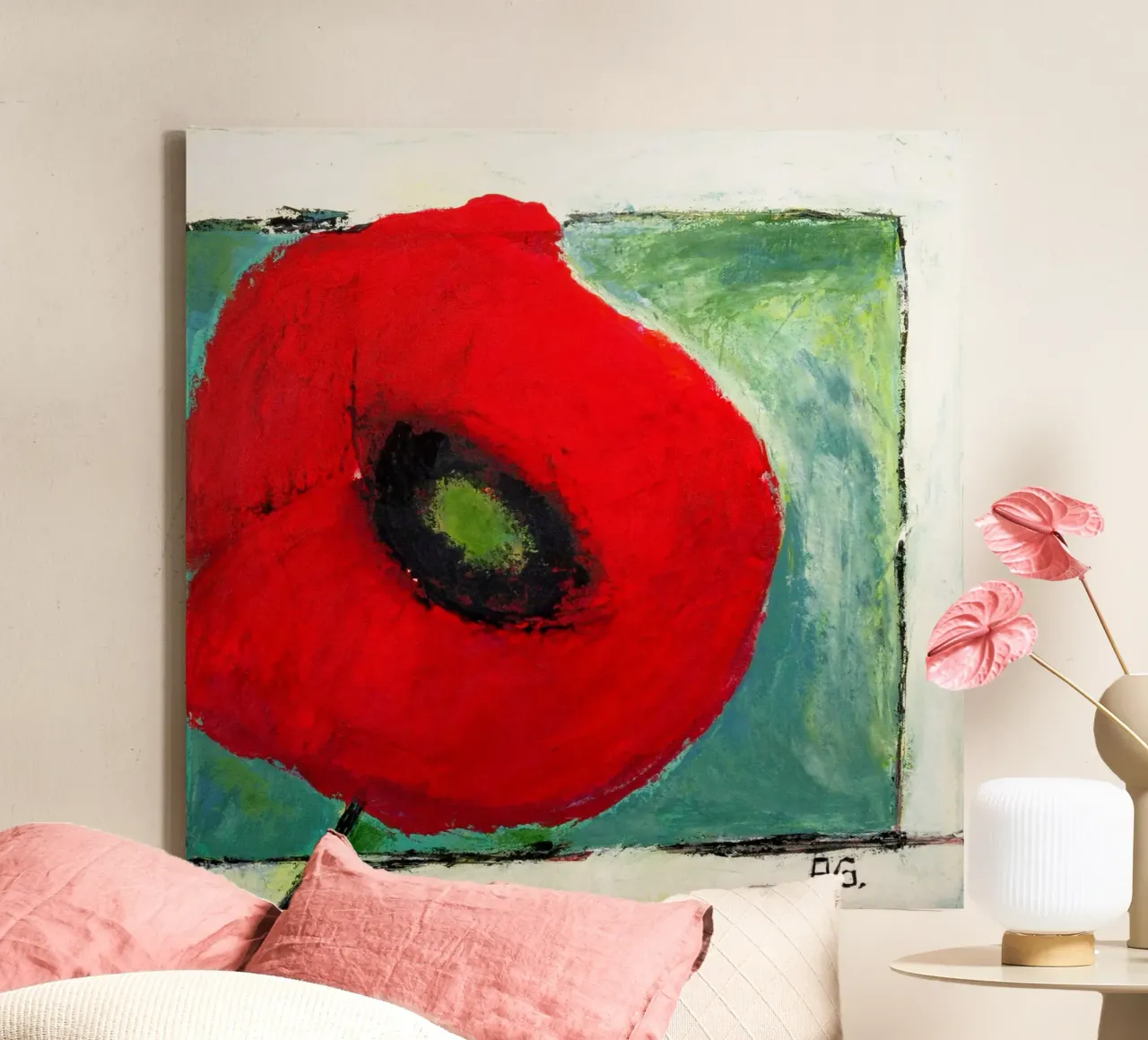 Mohn II canvas met Baklijst van Anita Gewald