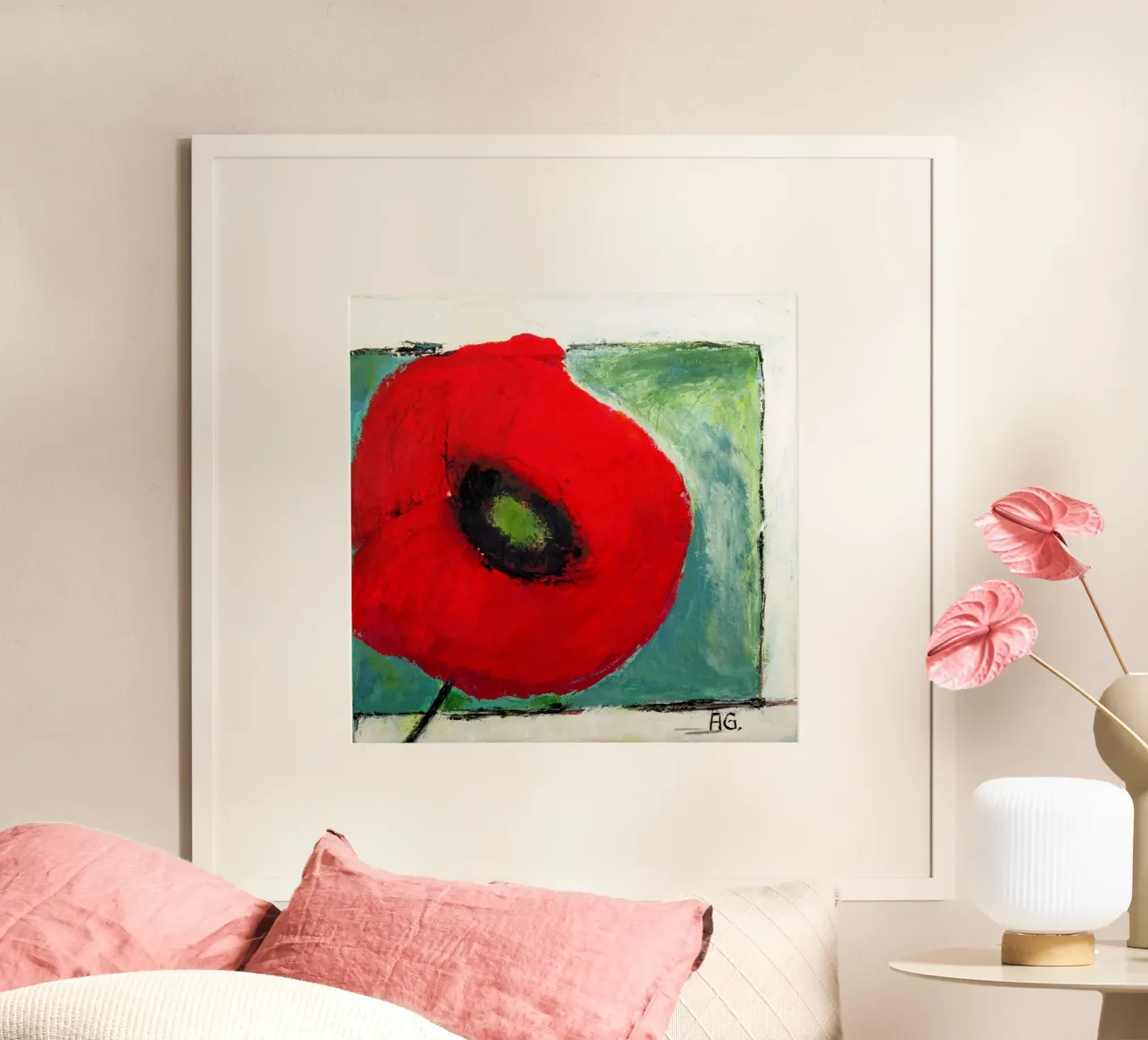 Mohn II poster con telaio in plastica da Anita Gewald