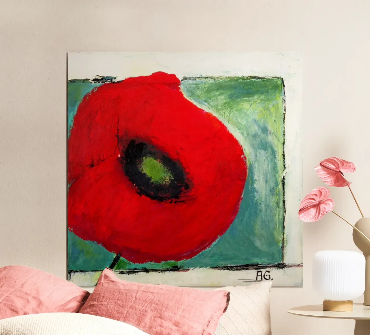 Mohn II poster con telaio in plastica da Anita Gewald