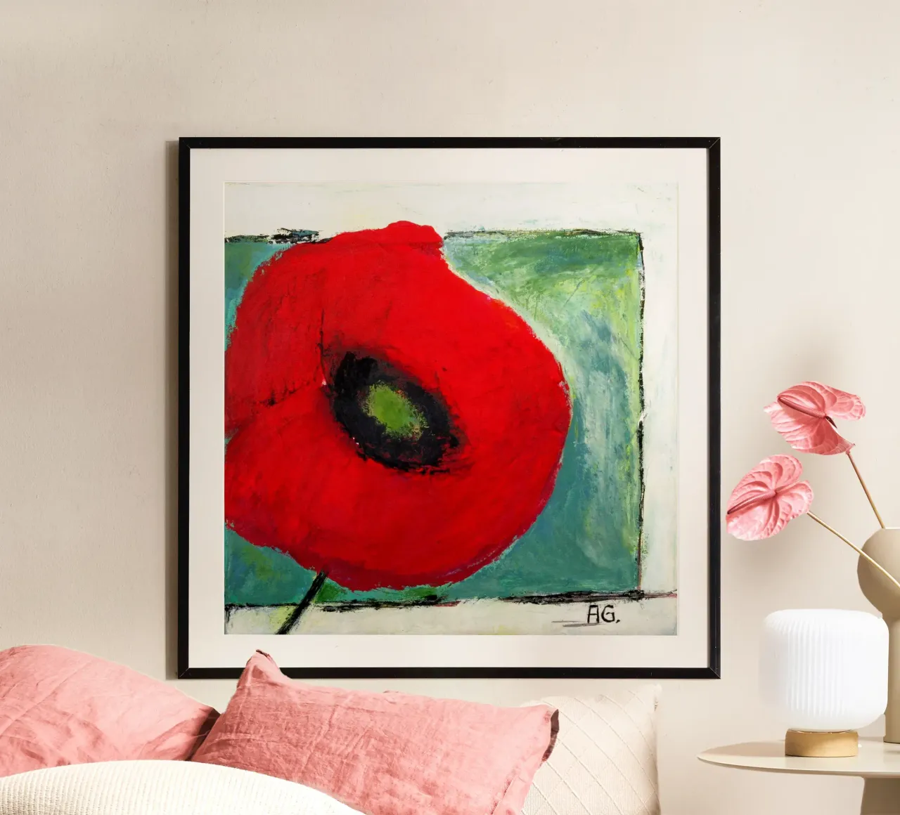 Mohn II poster con telaio in plastica da Anita Gewald
