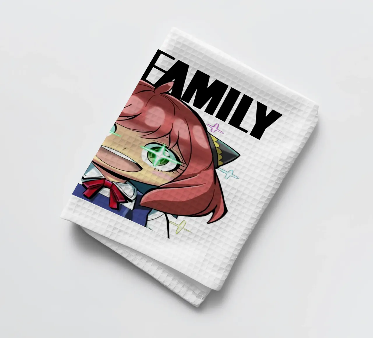 Spy X Family Anya tea towel by https://www.juniqe.com/uk/shop/Henndraws
