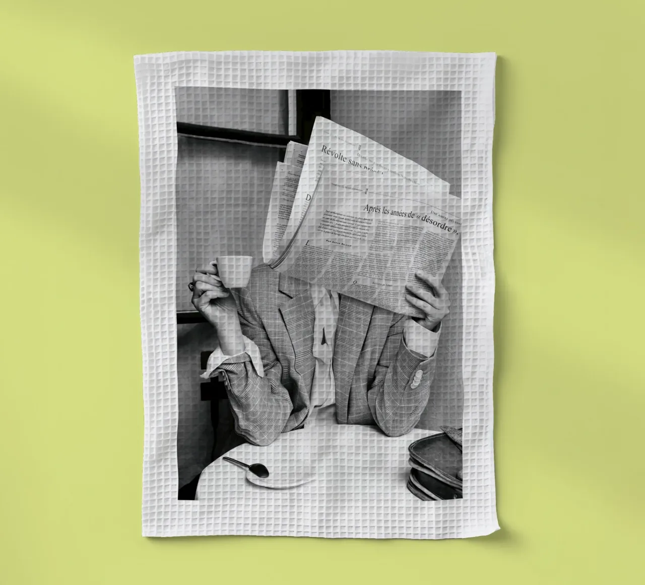 giornale caffè BW canovaccio da cucina da Adam Murray