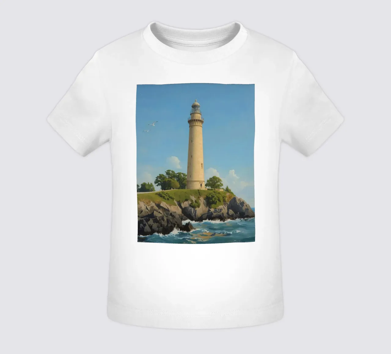 Faro sulla scogliera con vista sull'oceano maglietta neonato da DesignDoodle