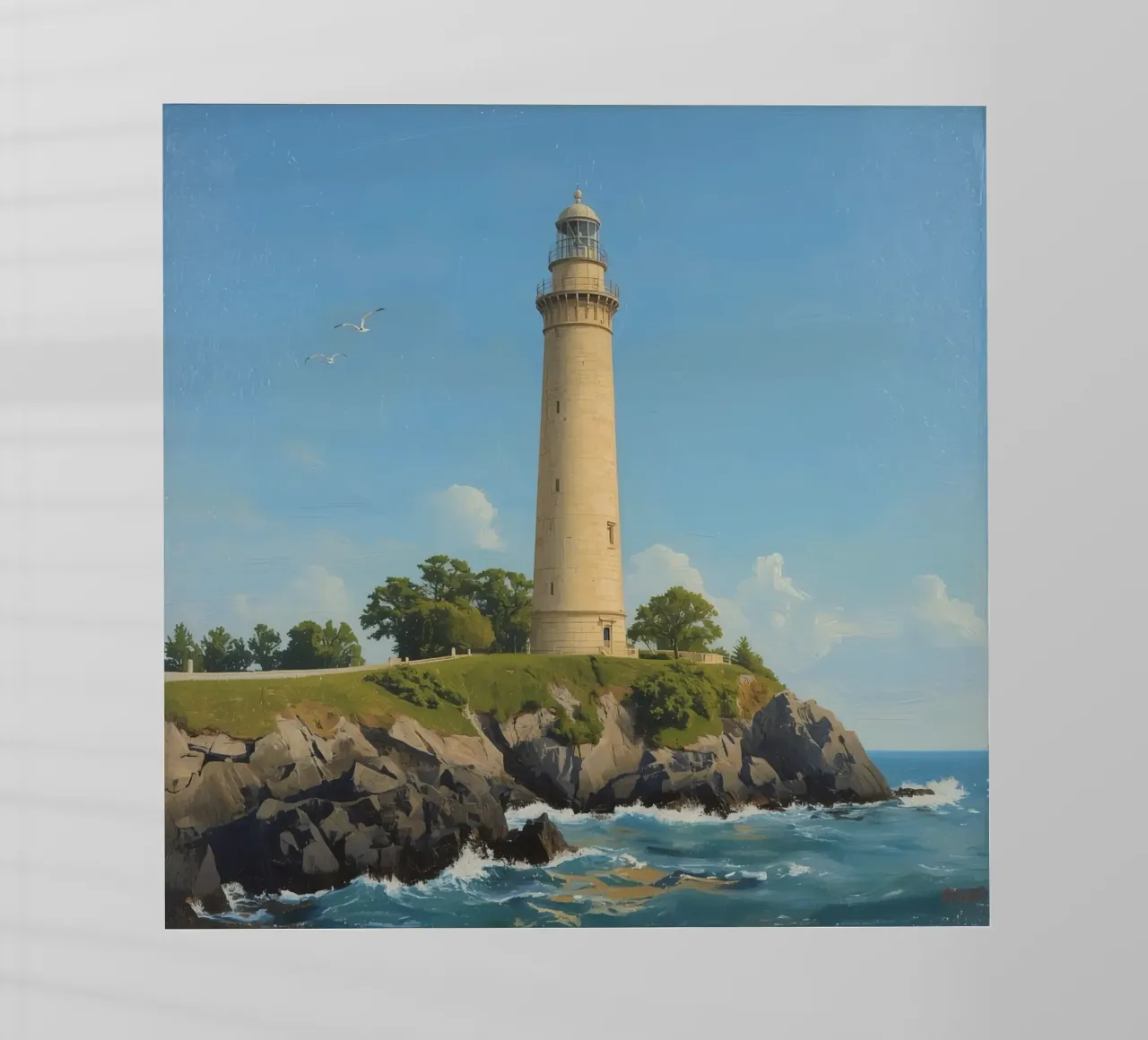Faro sulla scogliera con vista sull'oceano pellicola backlit da DesignDoodle