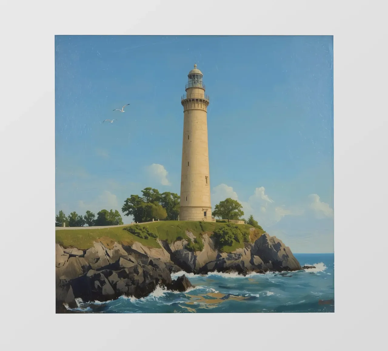 Faro sulla scogliera con vista sull'oceano pellicola backlit da DesignDoodle