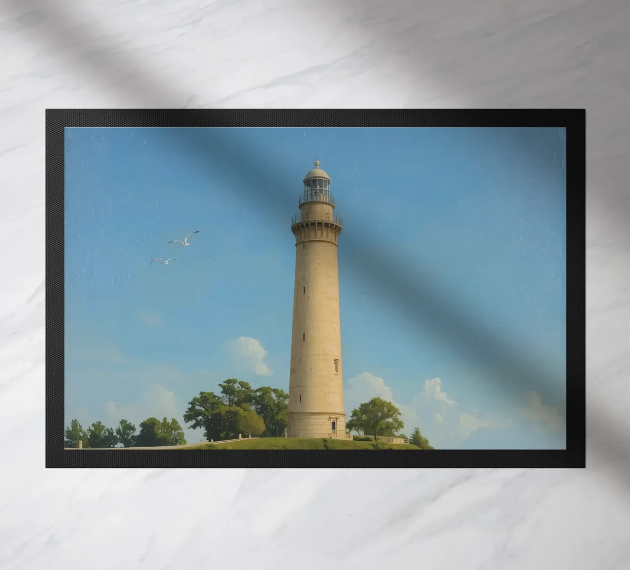 Faro sulla scogliera con vista sull'oceano zerbino da DesignDoodle