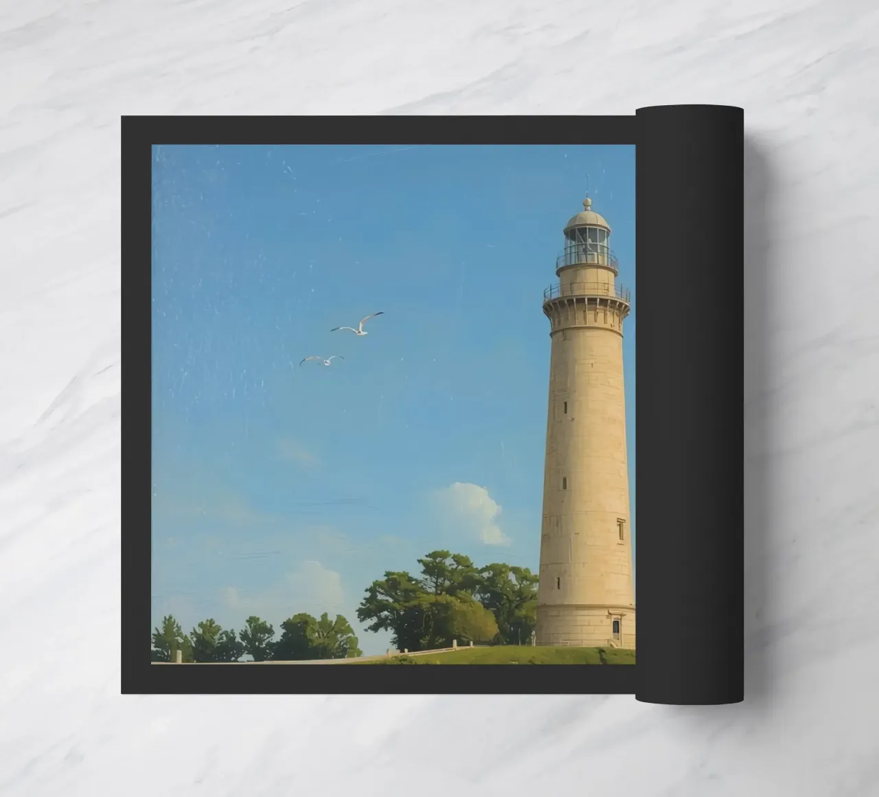 Faro sulla scogliera con vista sull'oceano zerbino da DesignDoodle