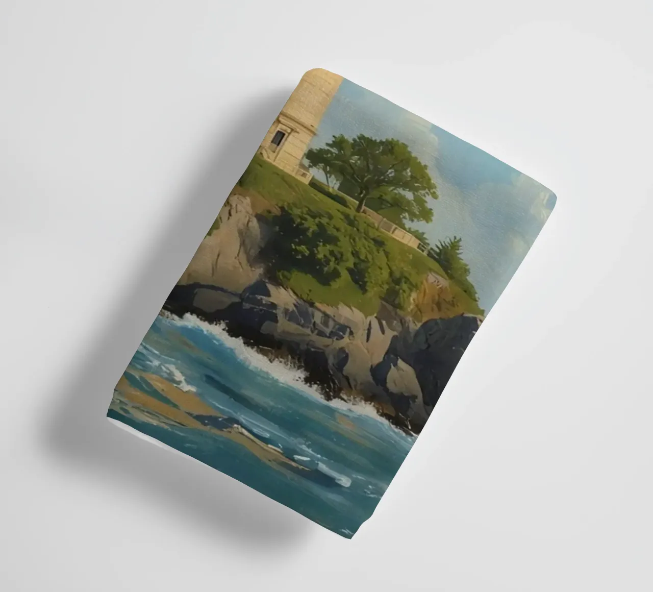Faro sulla scogliera con vista sull'oceano asciugamano da bagno da DesignDoodle