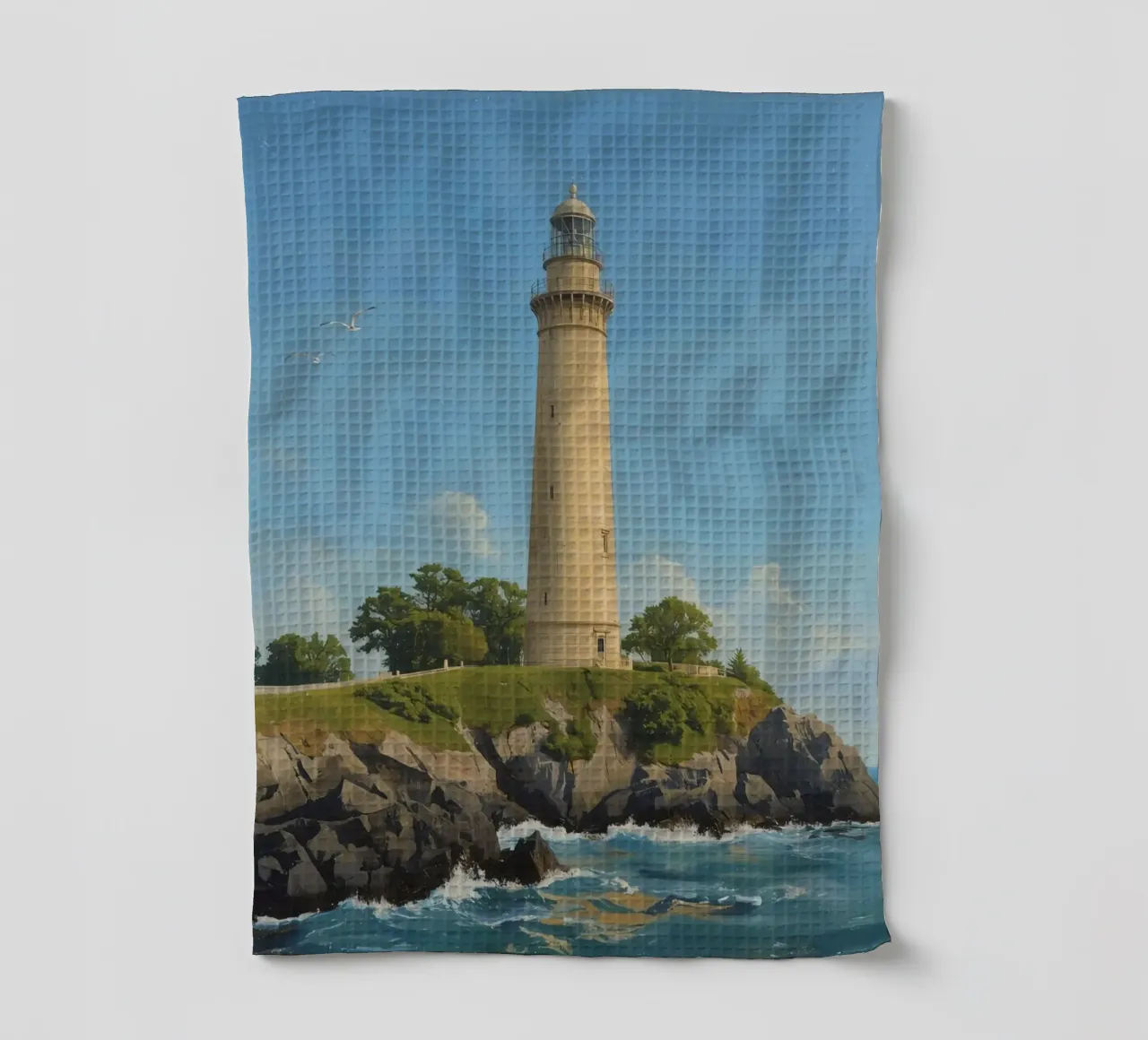 Phare à flanc de falaise avec vue sur l'océan torchon de DesignDoodle