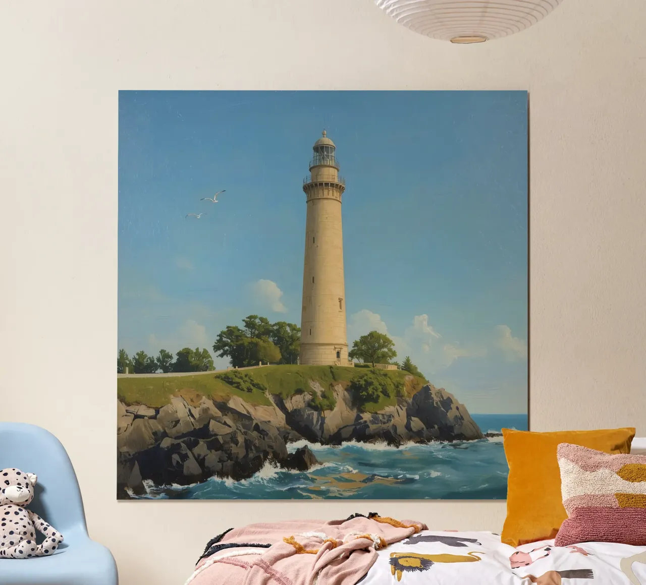 Faro sulla scogliera con vista sull'oceano carta hahnemühle da DesignDoodle