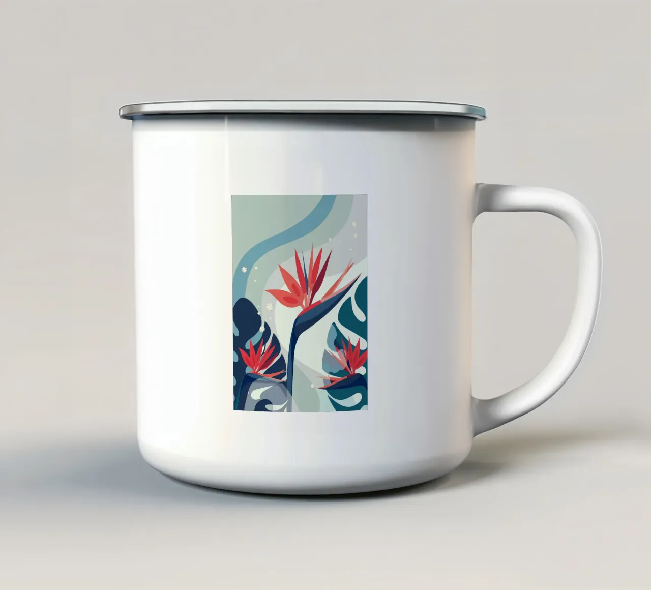 Garofani e Monstera tazza in smalto da HAPPY SHOP