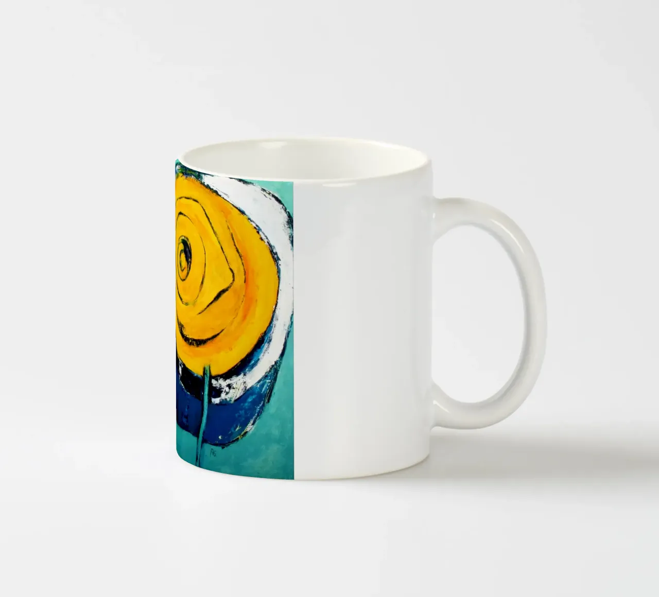 Zwei gelbe Rosen tazza in ceramica da Anita Gewald
