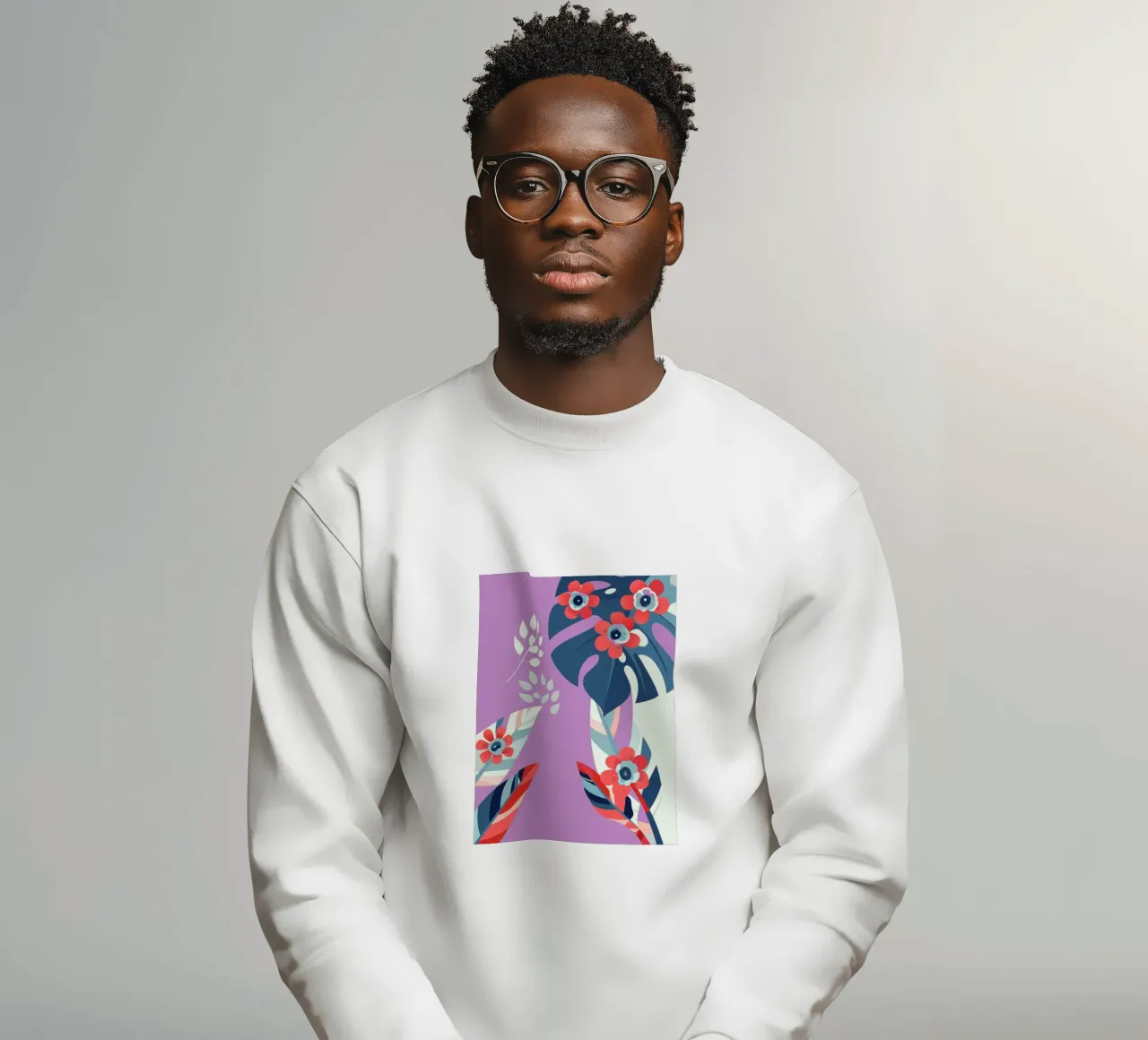 Carnations and Monstera sweatshirt by HAPPY SHOP