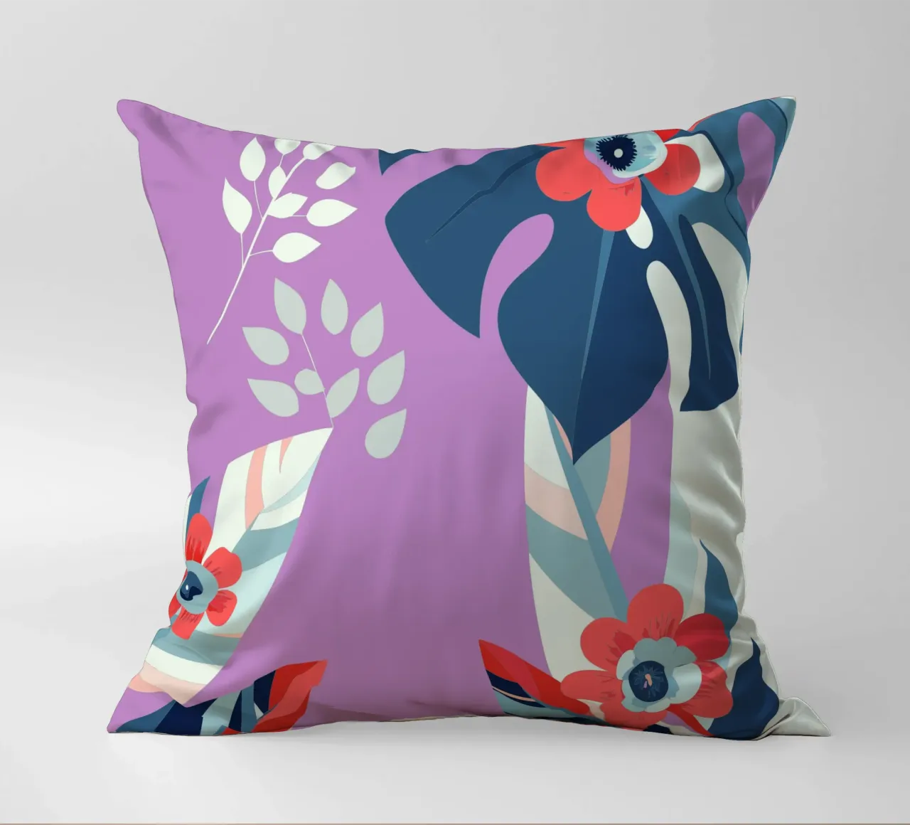 Carnations and Monstera decorative cushion by HAPPY SHOP