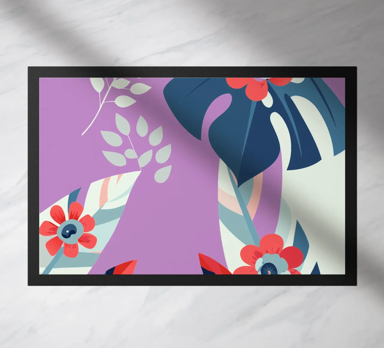 Carnations and Monstera doormat by HAPPY SHOP