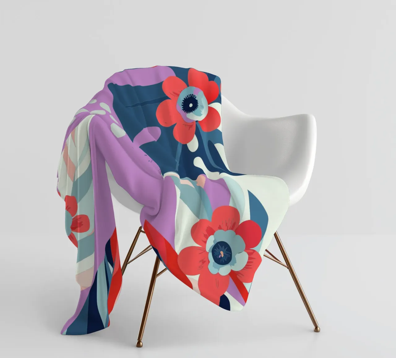 Carnations and Monstera fleece blanket by HAPPY SHOP