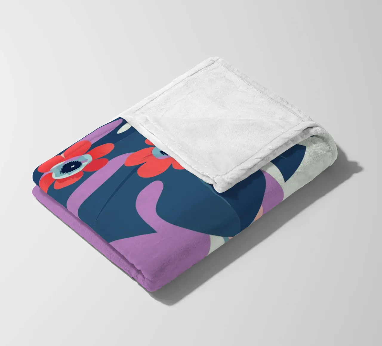 Carnations and Monstera fleece blanket by HAPPY SHOP