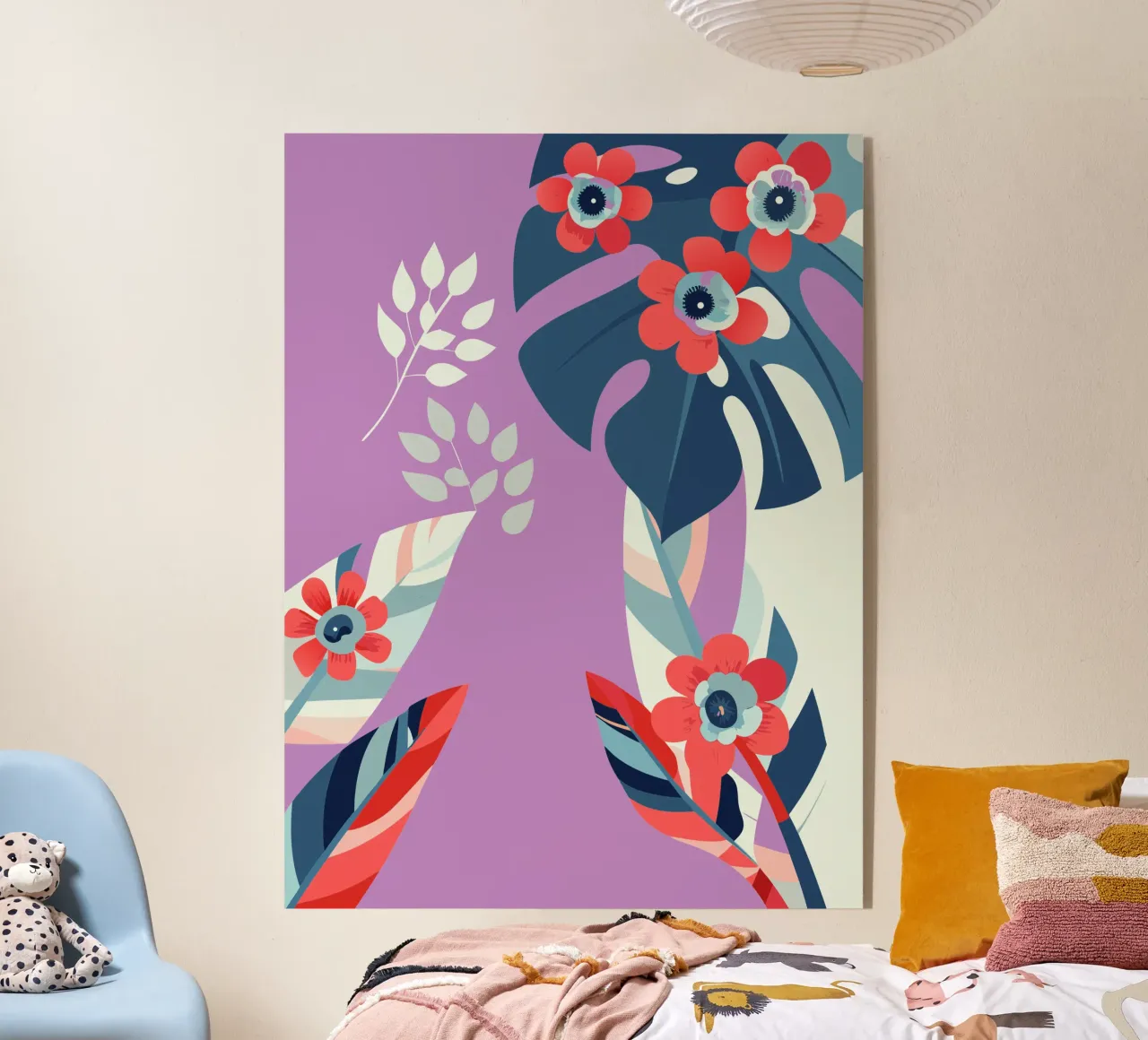 Carnations and Monstera acrylic glass by HAPPY SHOP