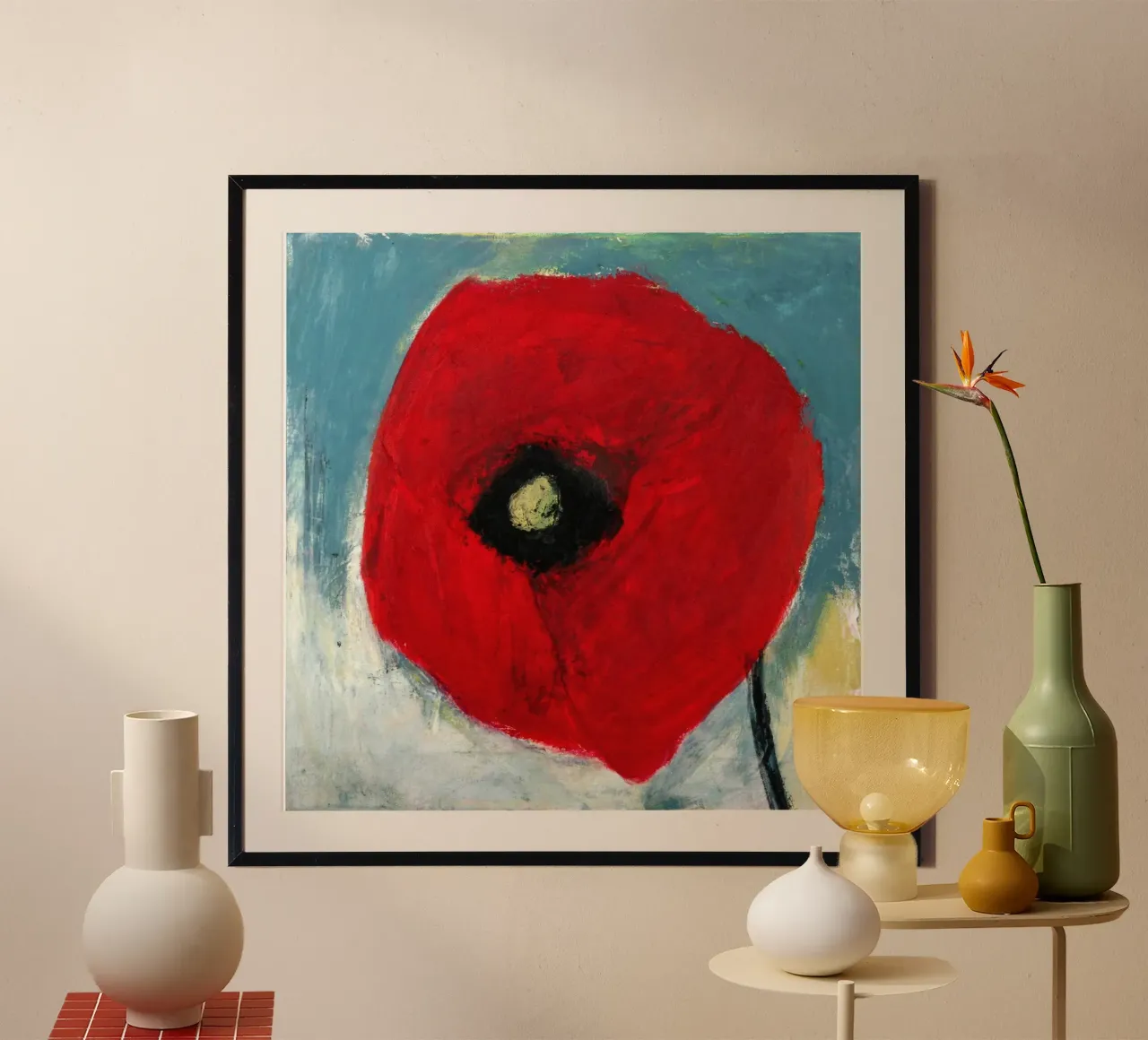 Mohn III poster con telaio in plastica da Anita Gewald