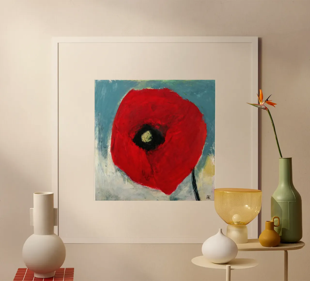 Mohn III poster con telaio in plastica da Anita Gewald