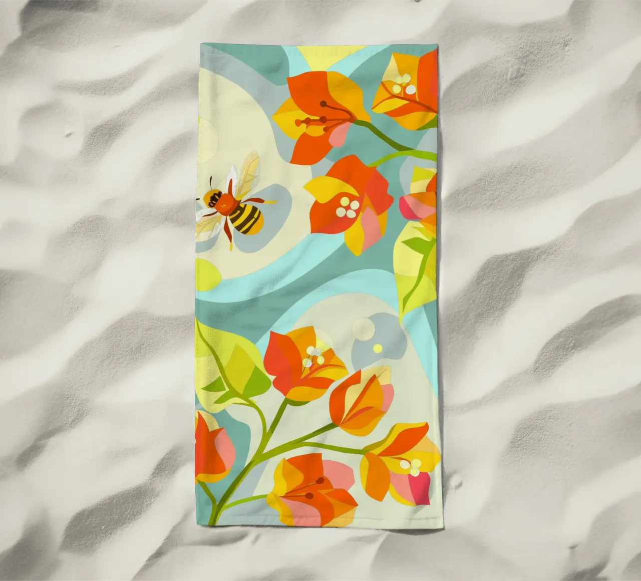 Bougenville flowers beach towel by HAPPY SHOP