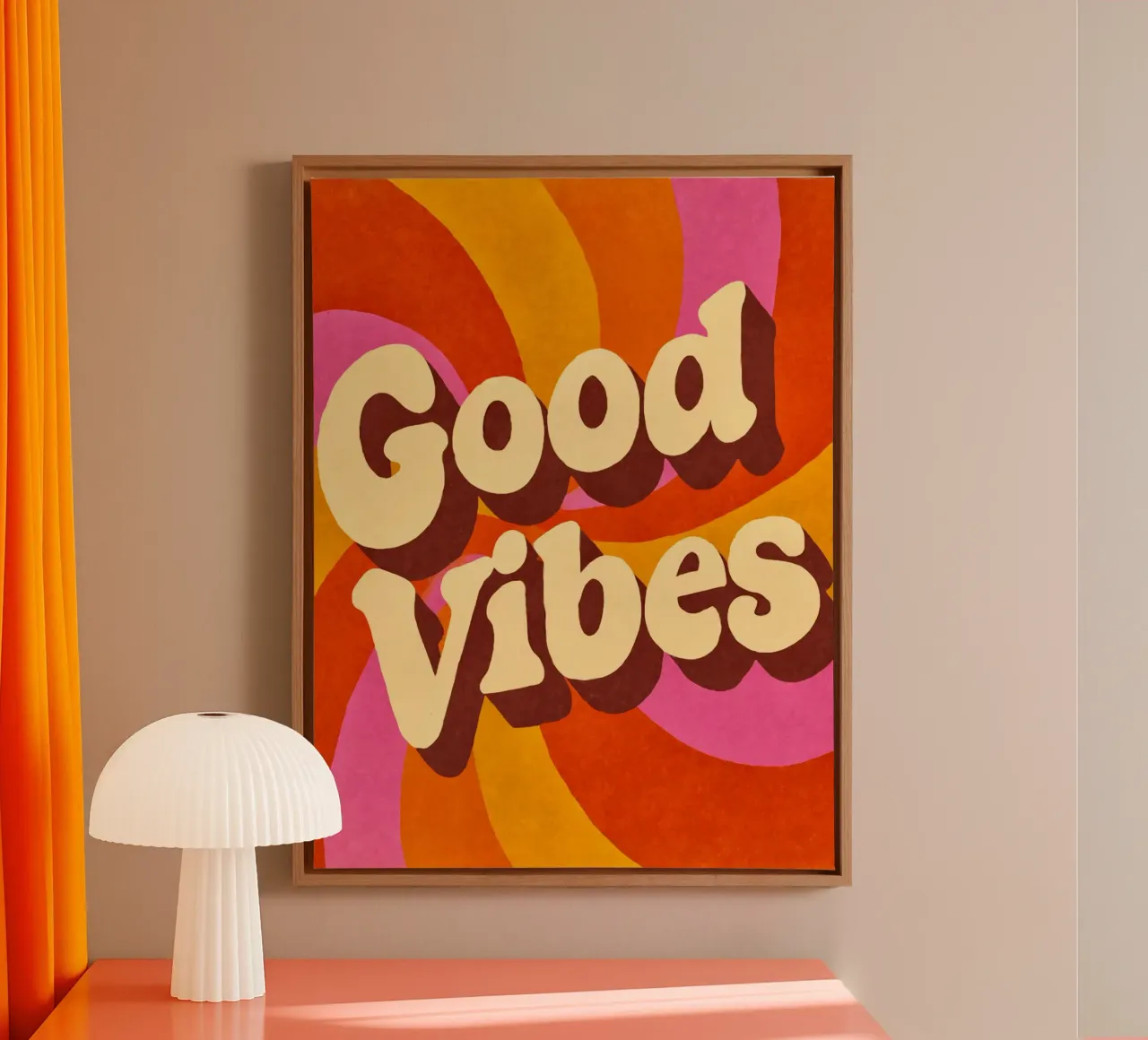 Good Vibes Only Retro Fun lienzo con Marco flotante de Andrea Haase Modern Home