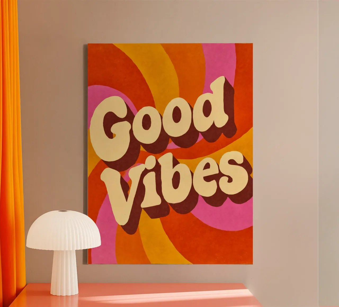 Good Vibes Only Retro Fun lienzo con Marco flotante de Andrea Haase Modern Home