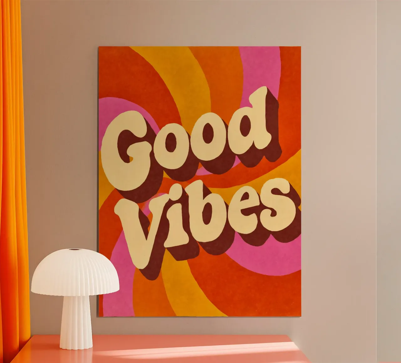Buone vibrazioni solo divertimento retrò poster con telaio in legno da Andrea Haase Modern Home
