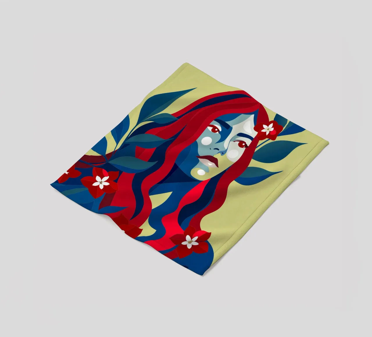 Bougenville flowers fleece blanket by HAPPY SHOP