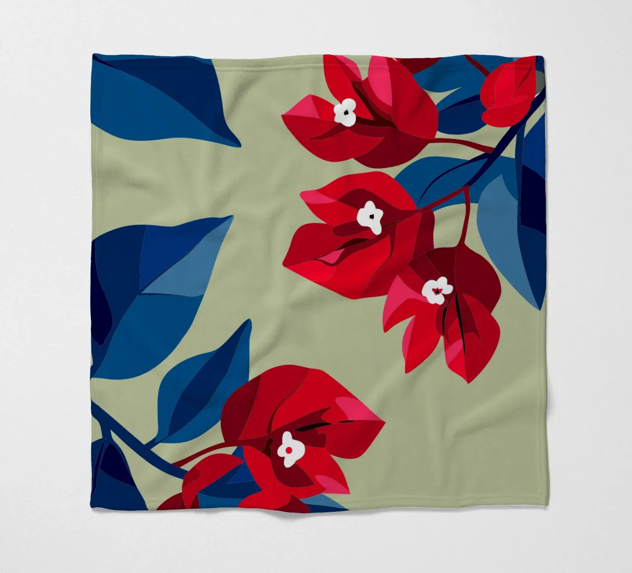Bougenville flowers fleece blanket by HAPPY SHOP