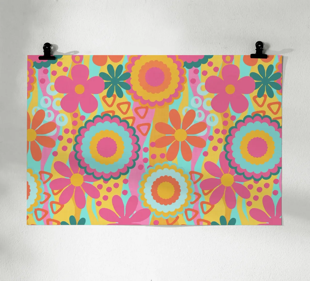 Anima anni Settanta Groovy Flower Power poster con telaio in alluminio da Andrea Haase Modern Home