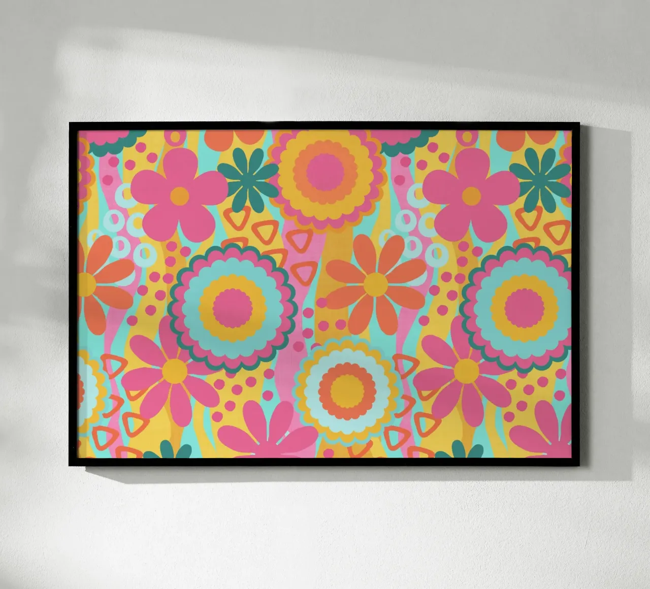 Anima anni Settanta Groovy Flower Power poster con telaio in alluminio da Andrea Haase Modern Home