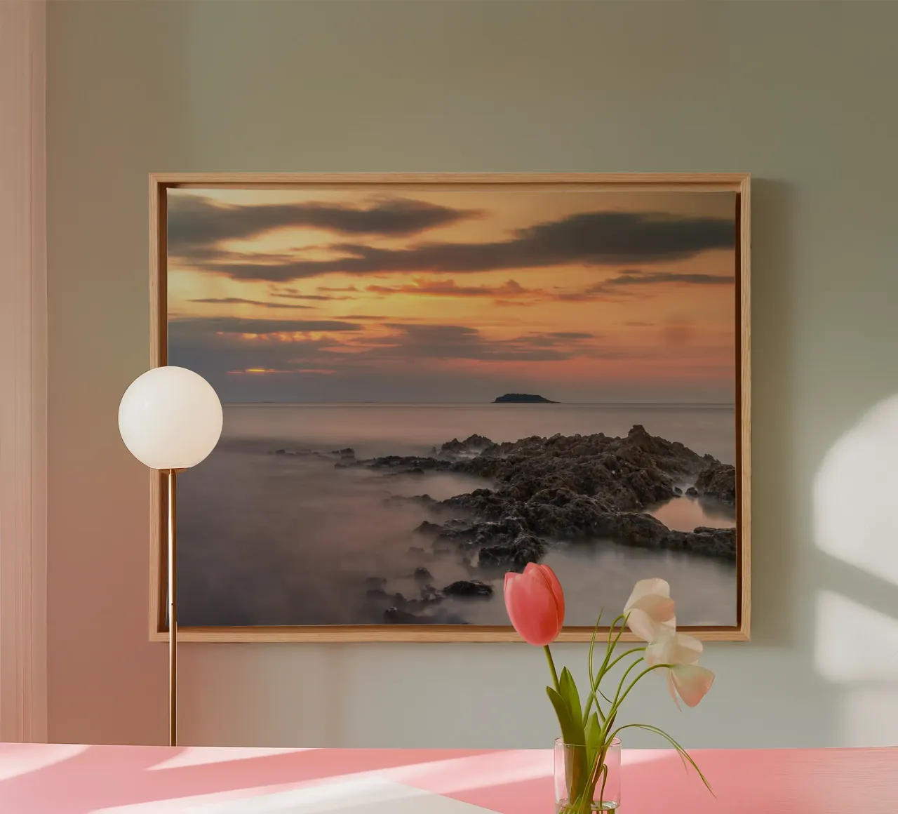 Kuststilte canvas met Baklijst van StillVibe Home