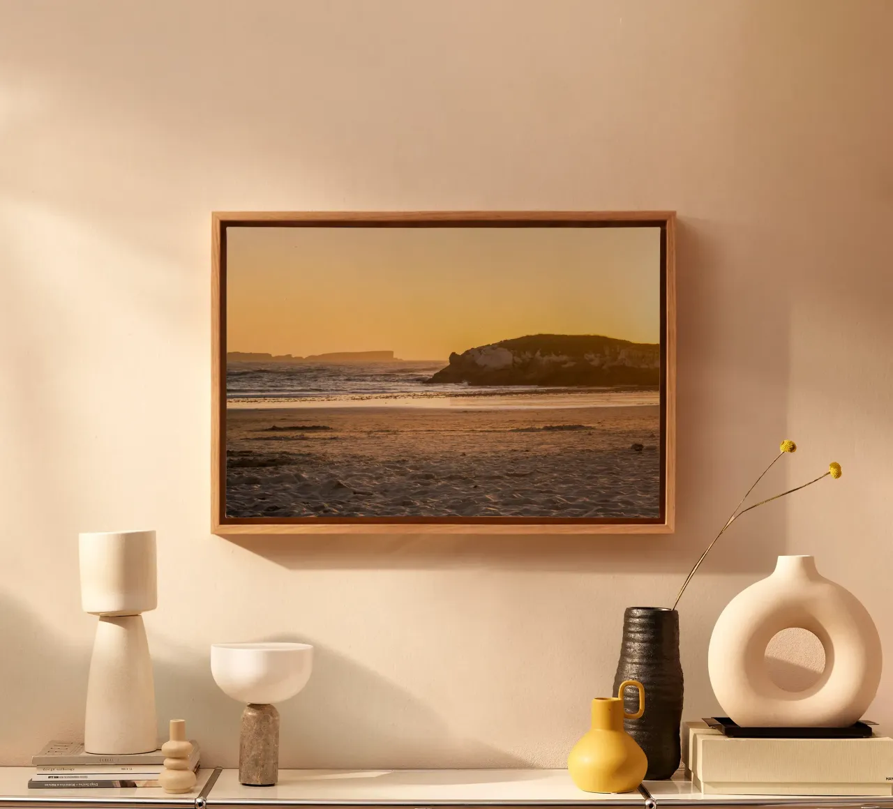Kuststilte canvas met Baklijst van StillVibe Home