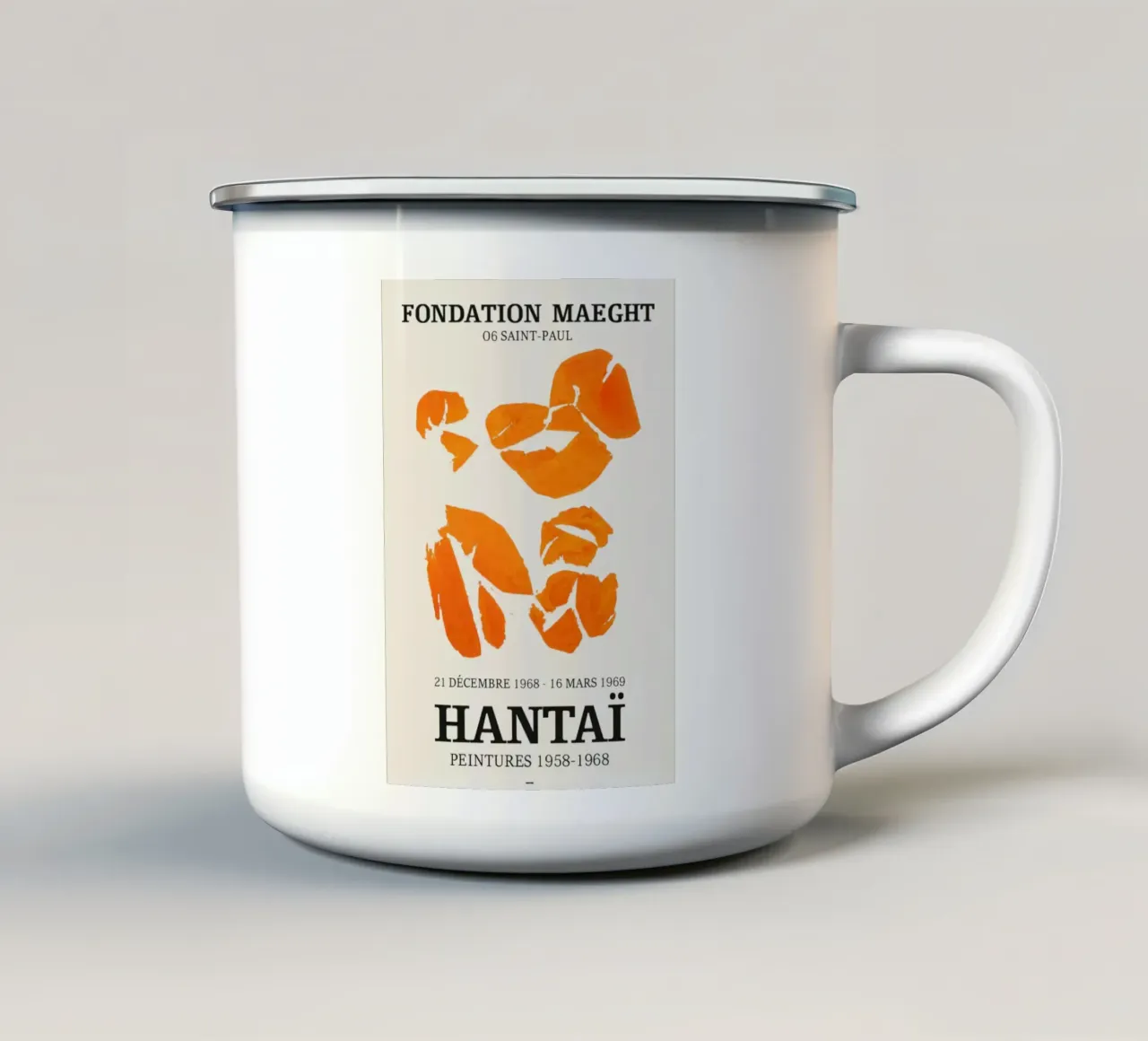 Mostra arancione di Simon Hantai tazza in smalto da Lonnieprints