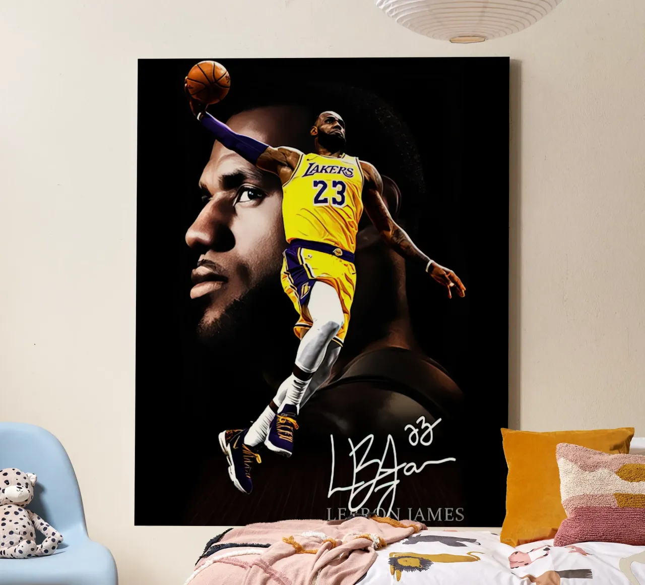 23 Lebron James tela con Cornice a cassetta da willtahuyshop