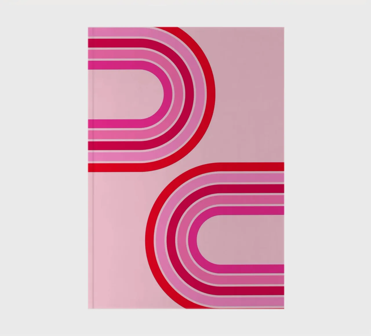 Retro Curve Lines in Bold Pink and Red Tones notebook by The Art Club