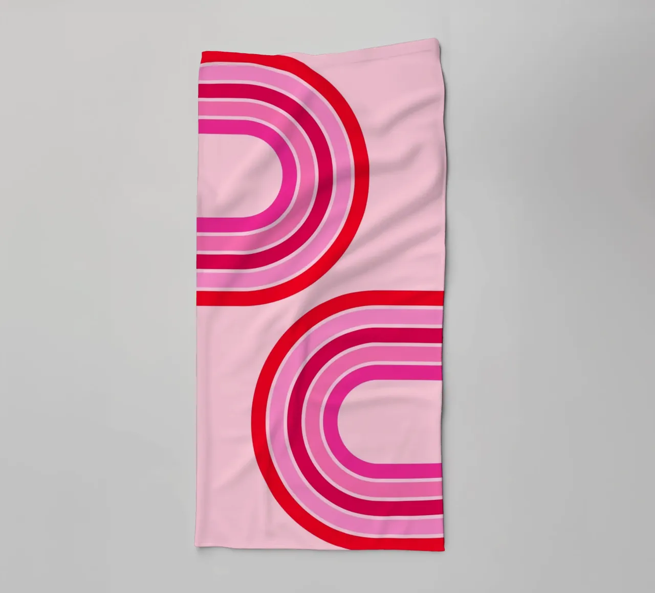 Retro Curve Lines in Bold Pink and Red Tones towel by The Art Club