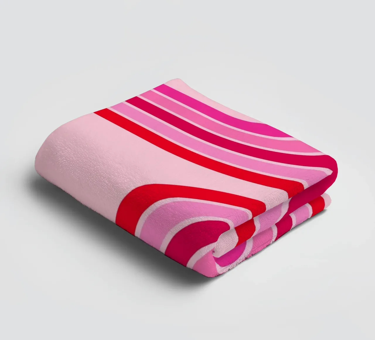 Retro Curve Lines in Bold Pink and Red Tones towel by The Art Club