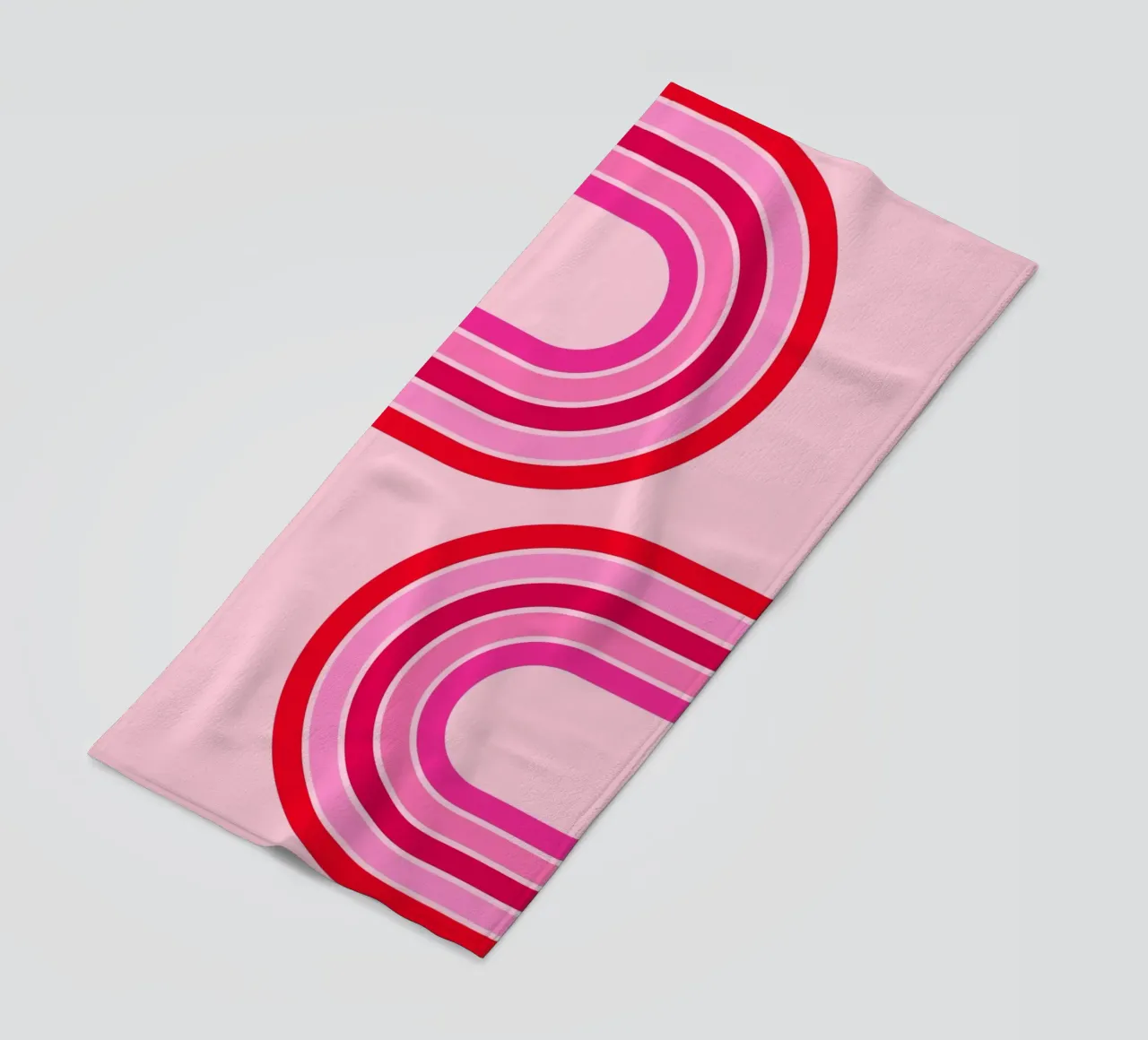 Linee curve retrò in audaci toni rosa e rossi telo mare da The Art Club