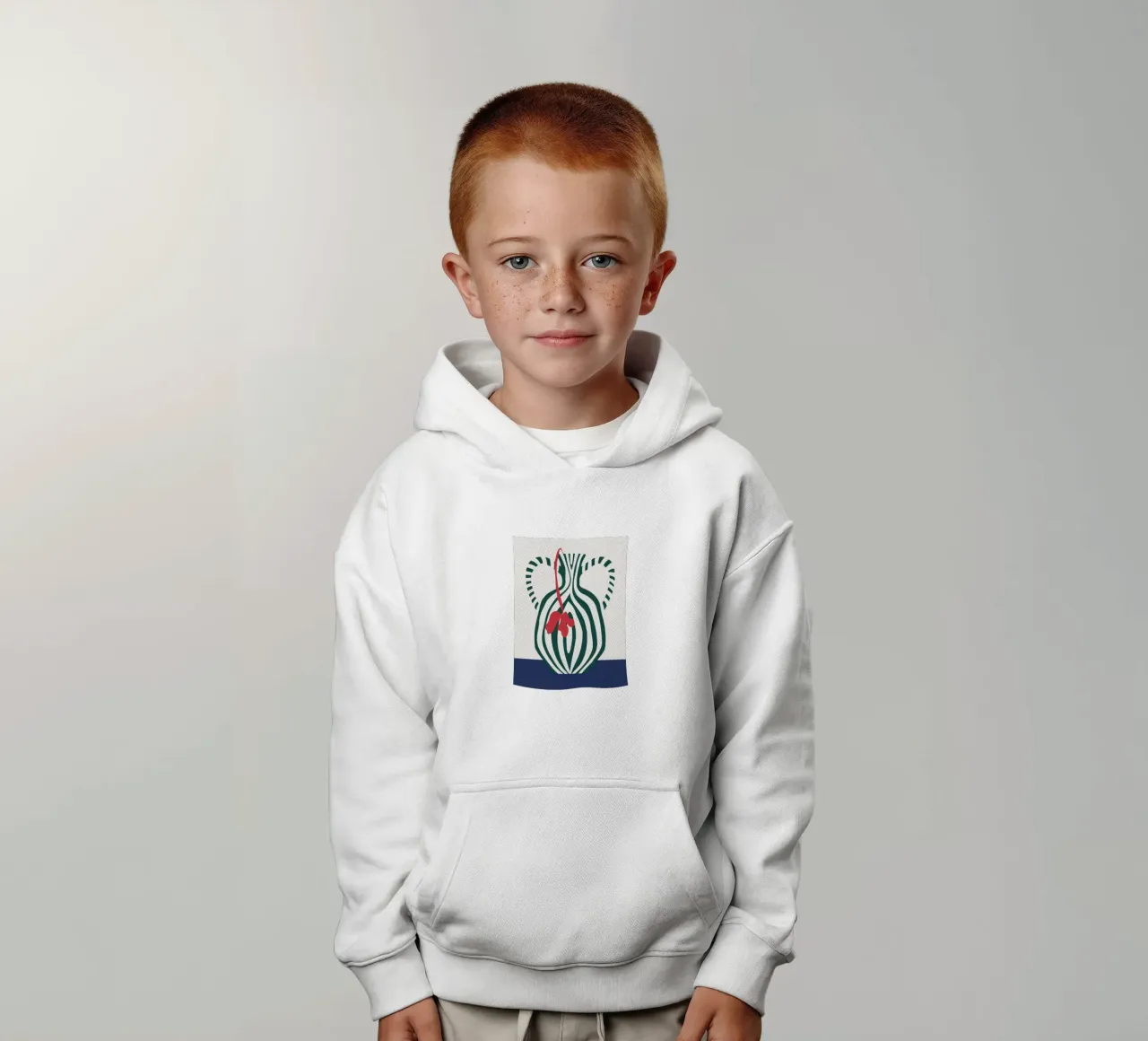 Vaso minimalista 1 felpa bambino con cappuccio da Miho Art Studio