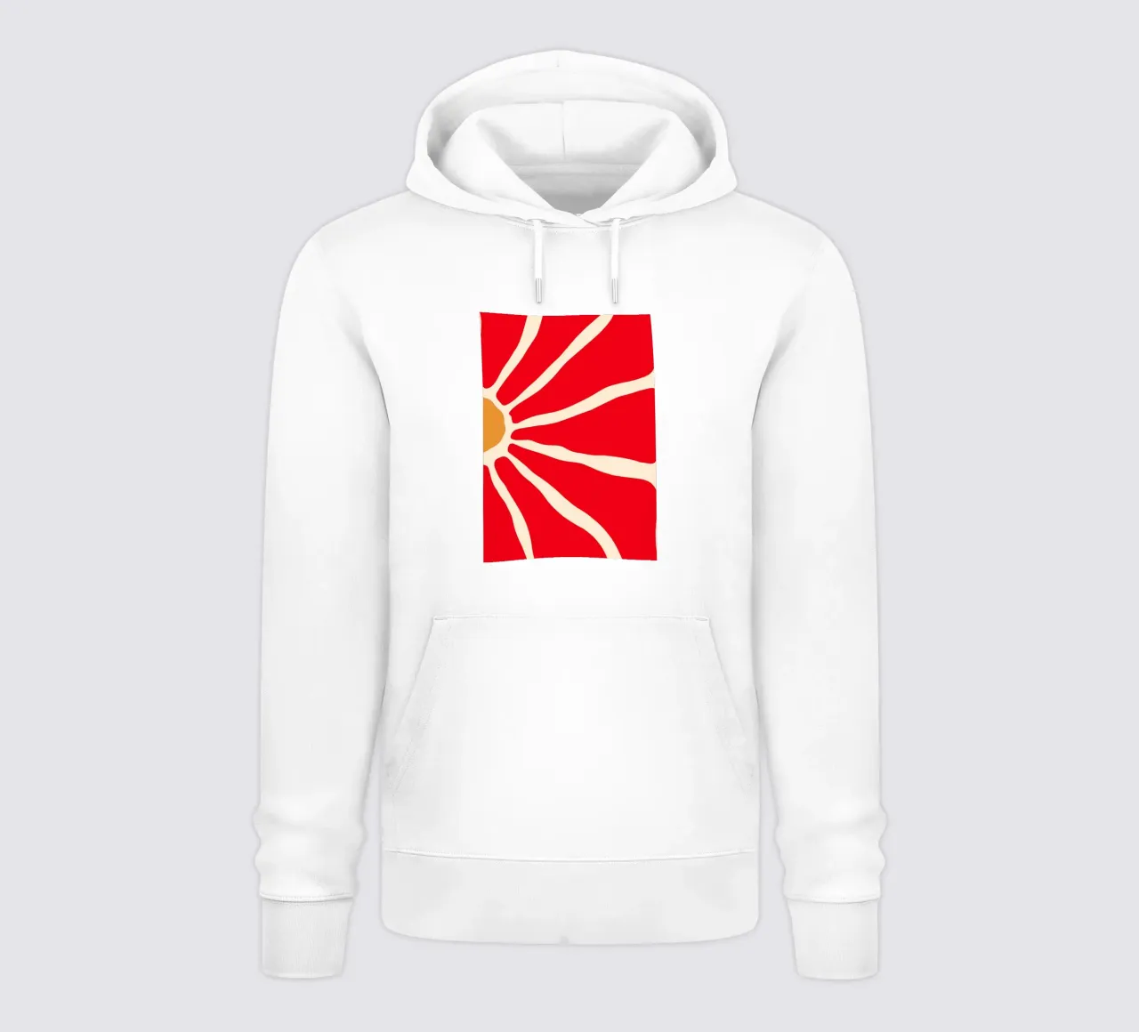 Audace fiore astratto in rosso e arancione con linee organiche felpa con cappuccio da The Art Club