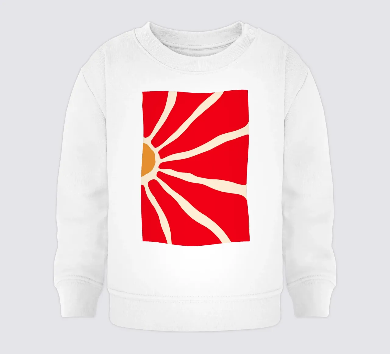 Audace fiore astratto in rosso e arancione con linee organiche felpa neonato da The Art Club